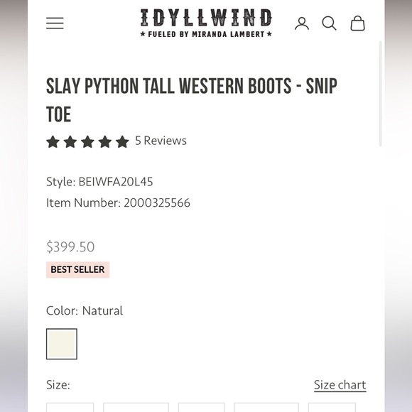 NEW WITH TAGS - IDYLLWIND SLAY PYTHON TALL WESTERN BOOTS - SNIP TOE 6.5 - Picture 6 of 7